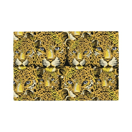 

Placemats Set of 6 cool Leopard yellow funny Place mats for Dining Table Indoor/Outdoor Cute Heat Resistant Washable Table Mats(18 x 12 )