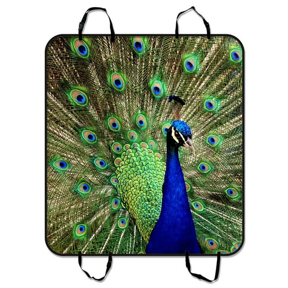 EREHome Peacock Feathers Dog Car Seat Cover Dog Car Seat Cushion Waterproof Hammock Seat Protector Cargo Mat for Cars SUVs and Trucks 54x60 inches