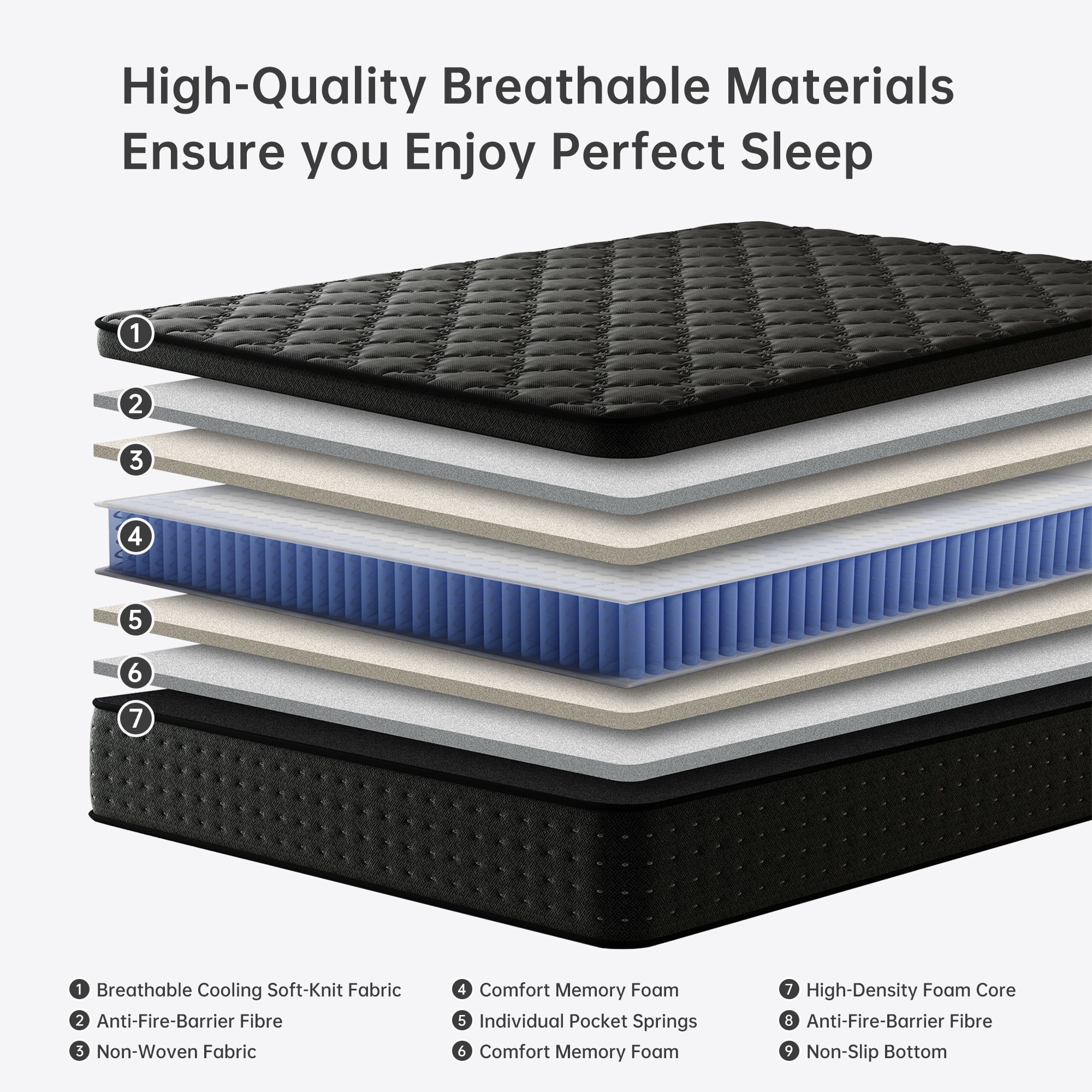 YINIX 12 inch Medium Firm Hybrid Mattress with Gel Menory Foam in a Box for Adult,Queen