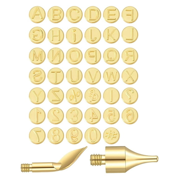 Hemoton 1 Set Wood Burning Letter Number Symbol Tips Set Diy Pyrography Tool For Woodworking Crafts Wood Burner Letter Stamp Burning Number
