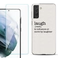 thumbnail image 1 of Slim-Fit TPU Fashion Phone Case for Samsung Galaxy S21 FE 5G Fan Edition, with Tempered Glass Screen Protector, by OneToughShield ® - Dictionary/Laugh, 1 of 4