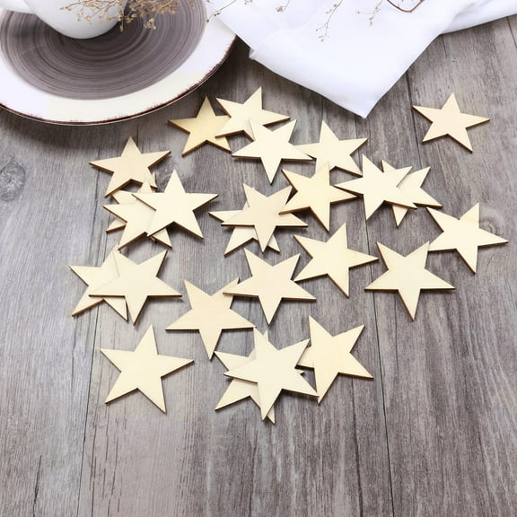 HORIALENCE 25Pcs Star Shape Wood for Diy Craft Projects and Scrapbooking Supplies in Khaki