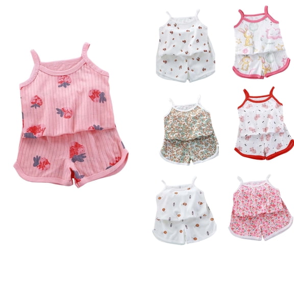 HAOTAGS Outfit Sets for Girls Lightweight Short-Sleeve Tank Tops Shorts Summer 2-Piece Loungewear Sets Multicolor Size 6