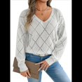 thumbnail image 2 of Suéter de Crochet para Mujer, Top de Larga Calada, Conjuntos de Otoño, Moda L, 2 of 9