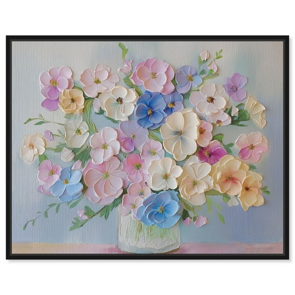 Art Remedy Bright Floral Abstract Canvas, 20" x 16", Black Frame, Crayon Bloom