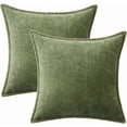 thumbnail image 6 of Pack of 2 Couch Throw Pillow Covers 18x18 Inch Sage Green Farmhouse Decorative Pillow Covers with Stitched Edge Soft Chenille Solid Dyed Summer Pillow Covers for Sofa Bed Living Room, 6 of 6