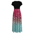 thumbnail image 5 of WEANT Women's Cocktail Dresses Wedding Guest Dresses for Women 2024 Crewneck Summer Dresses Floral Dresses for Girls Short Sleeve Maxi Dress Floral Formal Dresses Hot Pink S, 5 of 5