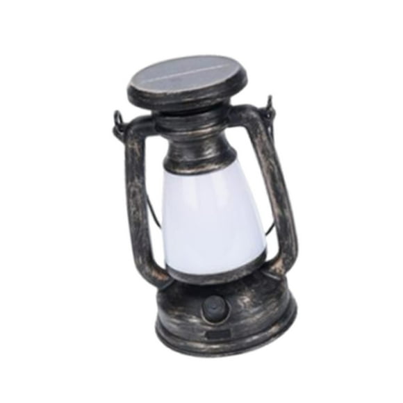 Farol vintage para exteriores, decoración paisajística, lámpara de mesa, lámpara de camping ligera, estilo retro, para porche, jardín, interior y exte L bronce con solar