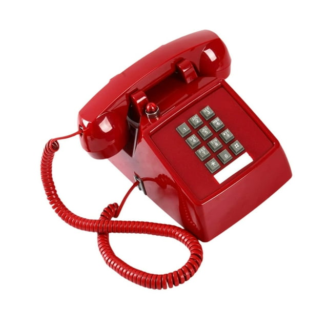 relayinert Corded Landline Desktop Phone Vintage With Red Indicator Large Button Easy To Operate In Office Telephone Metal Base Red 13x22.2x11.5cm