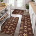 thumbnail image 2 of Brown Christmas Snowflake Pattern Kitchen Rugs Sets Of 3,Kitchen Runner Rugs Non Skid Washable,Decorative Kitchen Floor Mats for Kitchen,Sink,Laundry,17"x30"+ 17"x47" + 17"x59", 2 of 6