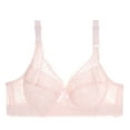 thumbnail image 3 of Fsqjgq Bras for Women Plus Size Floral Lace Bow Gathered Push Up Sports Bras No Underwire Full Coverage Bralettes Underwear Beautiful Back Pink Size 85D, 3 of 4