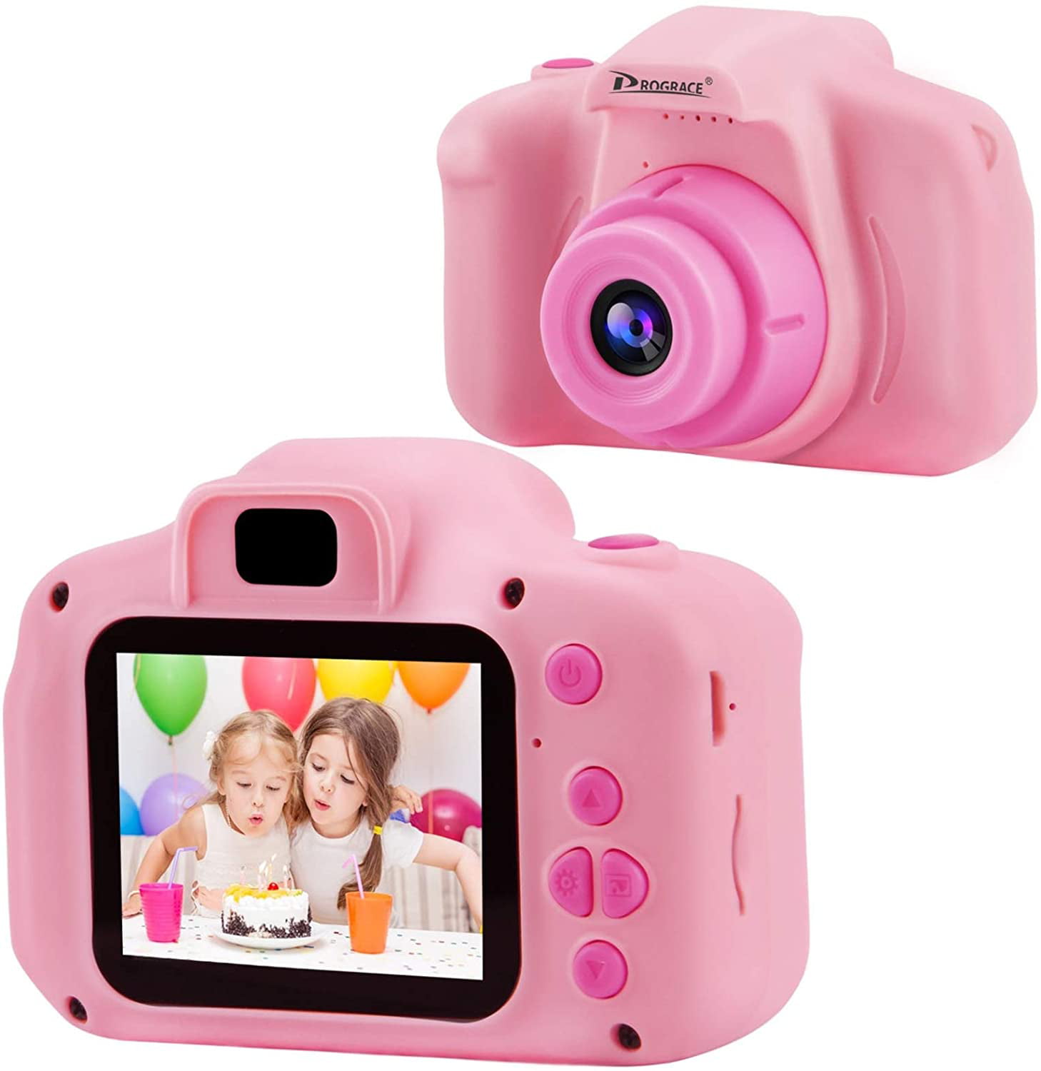 Kids Camera Children Digital Video Cameras for Girls Birthday Toy Gifts  4-12 Year Old Kid Action Camera Toddler 2 Inch IPS 1080P(Pink)
