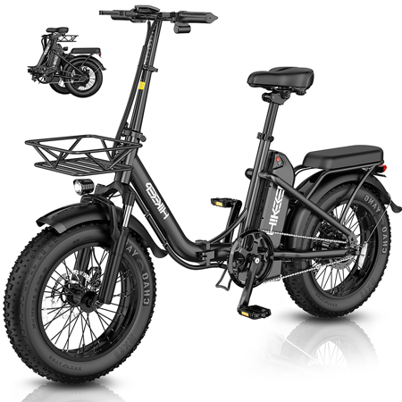 750W Electric Bike for Adults, 16x4.0 Fat Tire Ebike, Folding Mountain Bike with 48V 10Ah Battery, Black