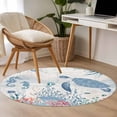 thumbnail image 4 of Sea Turtle Coastal Round Area Rug 3Ft Washable Small Circle Rugs for Kitchen Entryway, Beach Nautical Ocean Coral Seahorse Non-Slip Carpet Floor Mats Indoor Outdoor Carpet Runner Aesthetic Home Decor, 4 of 8
