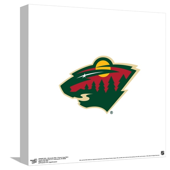 Gallery Pops NHL Minnesota Wild - Primary Logo Mark Canvas Wall Art, Unframed Version, 12" x 12"