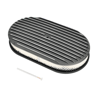15 Inch Air Cleaner Kit Oval Full Finned Aluminum Black for Classic Chevy Ford