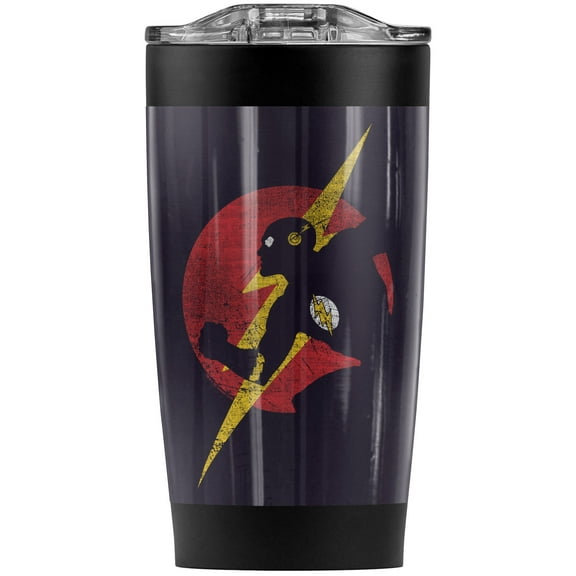 The Flash Flash Symbol Knockout Stainless Steel Tumbler 20 oz Coffee Travel Mug/Cup, Vacuum Insulated & Double Wall with Leakproof Sliding Lid | Great for Hot Drinks and Cold Beverages