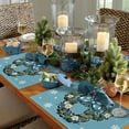 thumbnail image 5 of Winter Mouse Wreath Placemats Set of 4, Blue Snowflake Poinsettia Cotton Polka Dots Bow Dining Table Place Mats, Christmas Holiday Seasonal Kitchen Decor Home Decoration 12 x 18 Inch, 5 of 5