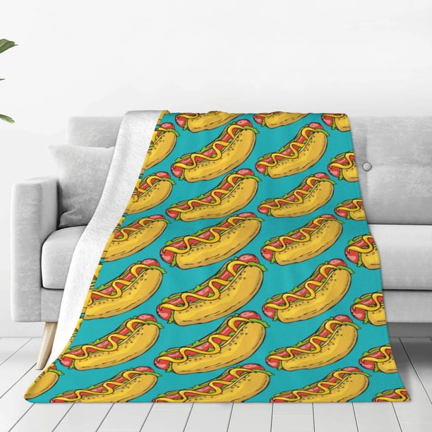 Balery Hot Dogs 8 Manta de Felpa Suave y Acogedora – Cobija de Franela Aterciopelada para Cama, Lavable y Cálida para Sofá, Mascotas, Transpirable-60"x50"