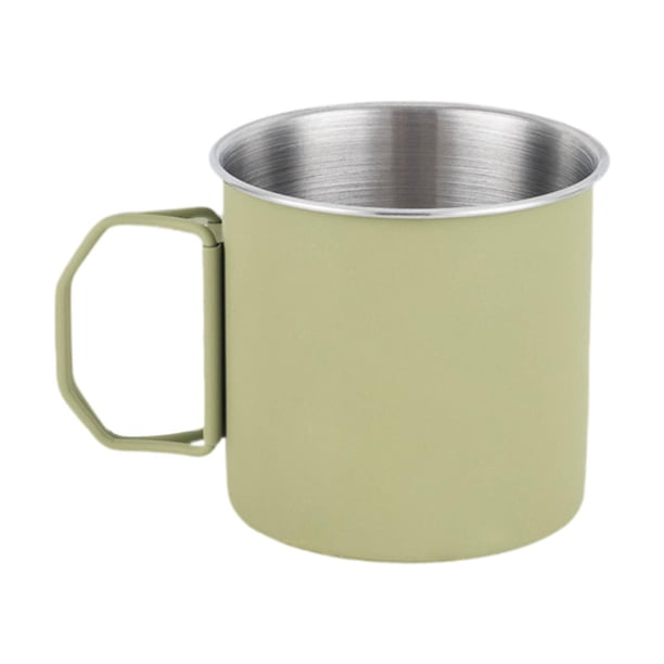 Taza de camping, taza de camping, portátil, de acero inoxidable 304, con asas plegables, taza de café para viajes al aire libre, mochileros, picnic Verde 350ml