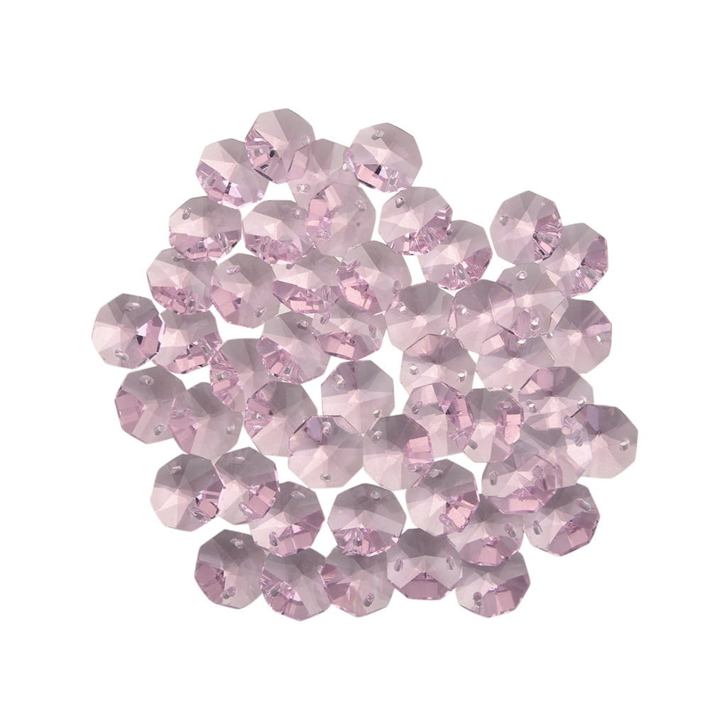 50PCS Clear Crystal Glass Chandelier Part Prisms Octagonal Beads DIY Decor 14MM TM A Elevin 