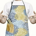 thumbnail image 2 of Blue and Yellow Floral Pattern Apron-Garden Aprons for Women with Pockets-Cotton Linen Waterproof Kitchen Cooking Gardening Aprons Adjustable for Kitchen,Cooking,BBQ and Salon 33x27 Inch, 2 of 7