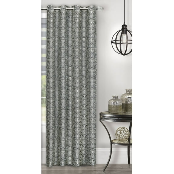 Culebra Python Grommet Window Curtain Panel - 52x63 - Black/Silver