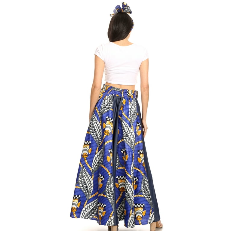 Sakkas Monifa Long Maxi Skirt Colorful Ankara Wax Dutch African