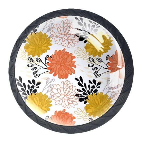 4 Pcs Big Flowers Knobs for Kitchen Cabinet Cupboard Dresser Bookcase Drawer Pulls Handles Round Home Decor