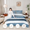 thumbnail image 3 of Homewish Grunge Blue Lines Twin Comforter Sets,Abstract Aesthetic Bedding Set,Navy Blue Reversible,2 Pieces,1 Comforter and 1 Pillowcase, 3 of 7