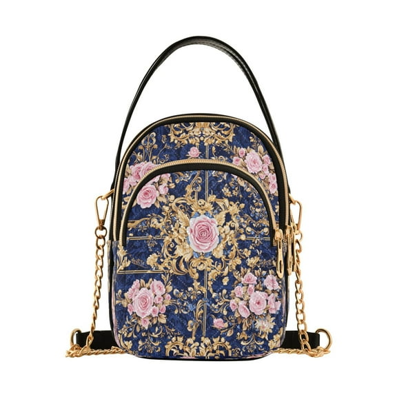 Cross Body Fashion Shoulder Waist Purse Bags Floral Damask Pocket Handbags