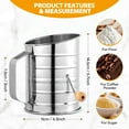 thumbnail image 3 of BADIANO 3 Cup Stainless Steel Rotary Hand Crank Flour Sifter with 2 Wire Agitator for Baking,Silver, 3 of 7