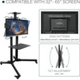 thumbnail image 4 of DAWOT Mobile TV Stand on Wheels for 32-65 Inch LCD LED Flat Panel Curved Screen TV  TV Cart with Height Adjustable Laptop Shelf and Top Tray Movable Portable Rolling Floor TV Stand, 4 of 7