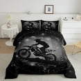 thumbnail image 2 of Feelyou Motorcycle Dirt Bike Full Size Comforter Sets, Extreme Speed Sport Bedding Comforter Set, Neon Grey Honeycomb Reversible Bedding Sets, Ultra Soft Bedroom Decor, 3-Piece, 2 of 8
