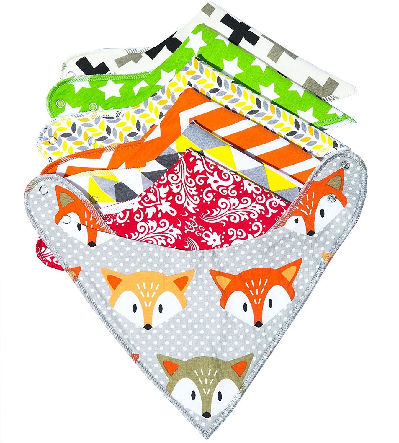 Baby Bandana Bibs with snaps 7 pack set premium unisex gift for
