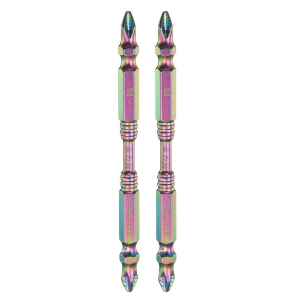 Uxcell 2pcs Broca de Destornillador Phillips de Doble Extremo PH2 (#2) Punta de Dientes Antideslizantes Vástago Hexagonal de 1/4" Longitud de 4" (100mm) Brocas de Destornillador Cruzado Magnéticas