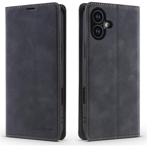 Case for iPhone 16 6.1 inch Premium PU Leather Phone Cover with Card Holder Stand, Shockproof Flip Wallet Cover