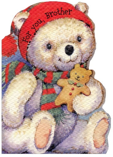 Freedom Greetings Bear with Cookie: Brother Christmas Card