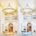 thumbnail image 2 of Farmhouse 60'' 2 Layer 54-Light Large Gold Wagon Wheel Chandelier for Porch,Living Room,High Ceiling, 2 of 8