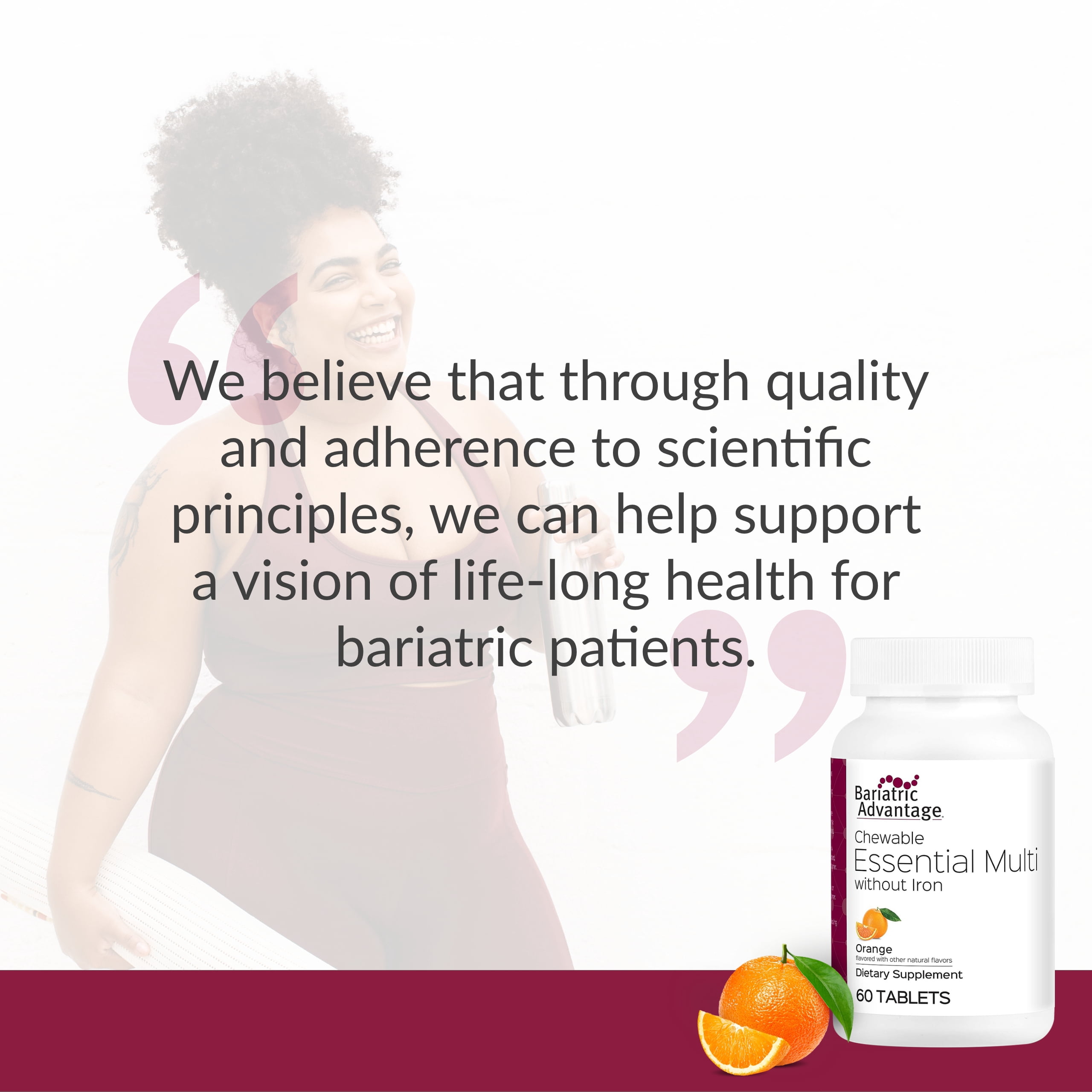 Bariatric Advantage Essential Multivitamin without Iron - 200 DV Of Key Nutrients - Trace Mineral Support* - Multivitamins for Bariatric Patients - Orange - 60 Tablets