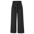 thumbnail image 5 of LLYwey Wide Leg Pants Girls Tie Front Elastic Waist Flowy Beach Pants Kids Cute Solid Color High Waisted Comfy Casual Loose Trousers with Pockets, Black, 12T, 5 of 8