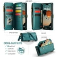 thumbnail image 3 of Crossbody for iPhone 17 Pro Max Case Wallet【RFID Blocking】with 10-Card Holder Zipper Bills Slot, Soft PU Leather Magnetic Shoulder Wrist Strap for iPhone 17 Pro Max Wallet Case Women, 3 of 13
