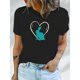 thumbnail image 1 of Women's Heather Gray Graphic Tee with Rabbit & Heart Design - Casual Short Sleeve Crew Neck Top, PerCamisetas de verano para mujer, manga corta, cuello redondo, casual, lindo, con gráficos, camisetas, 1 of 8