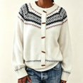 thumbnail image 3 of Rrxhxhs Cardigan Sweaters for Women Crew Neck Fair‑Isle Jacquard Toggle Closure Long Sleeve Retro Nordic Knit Cover Up, 3 of 6