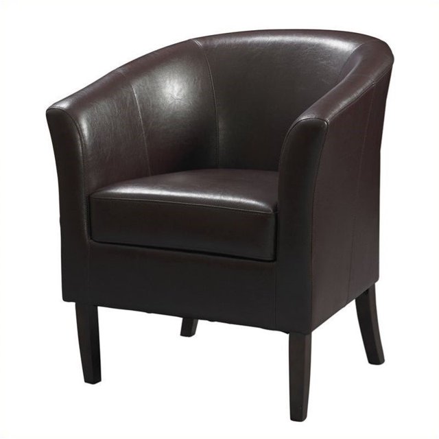 Pemberly Row Faux Leather Club Barrel Chair in Blackberry