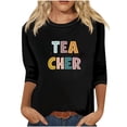 thumbnail image 2 of UPPADA Blouses Grande Taille pour Femmes Manches 3/4 Imprimé Floral Teinture Tee-Shirts Décontractés Tendance Col Rond Confortable Pull Tops Blouses Mignonnes Tops d'Été pour Femmes Manches 3/4 en Solde, 2 of 4