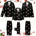 thumbnail image 2 of mgoYE Family Christmas Pajamas Matching Sets Satin Long Sleeve Holiday Casual Lounge Soft Xmas Silk Pjs Two Piece Sets, 2 of 9