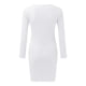 thumbnail image 2 of Gibobby Vestido de punto para mujer Vestido midi ajustado elástico de cintura alta con abertura y cuello cuadrado de manga larga para mujer(Blanco,M), 2 of 4