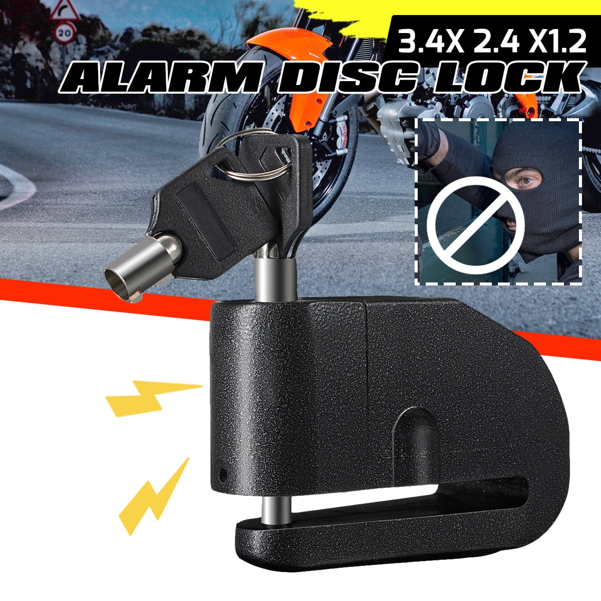 MTB Scooter Bicycle Bike Anti Theft Security Padlock Alarm Brake Disc Lock+2 Key 