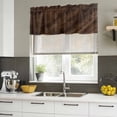 thumbnail image 4 of 2 Pack Rustic Wood Valances for Windows Bedroom Living Room Window Treatments, Brown Wooden Planks Farmhouse Vintage Rod Pocket Valance Drapes Short Kitchen Curtains Over Sink 42"x12", 4 of 8